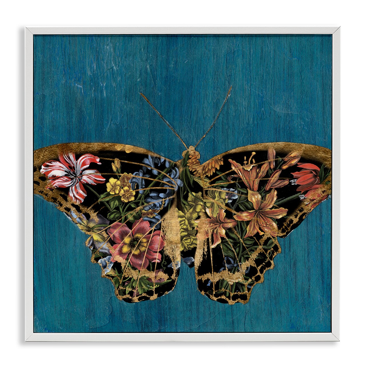 Stupell Industries Lily Pattern Butterfly Framed Giclee Wall Art Design by Naomi McCavitt